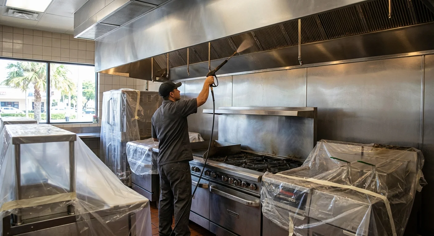 Professional exhaust hood cleaning in Miami commercial kitchen